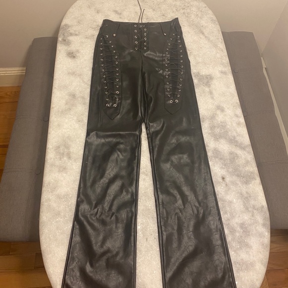 I.AM.GIA Pants - I.AM.GIA Black Leather Lace Up Xenia Pants S